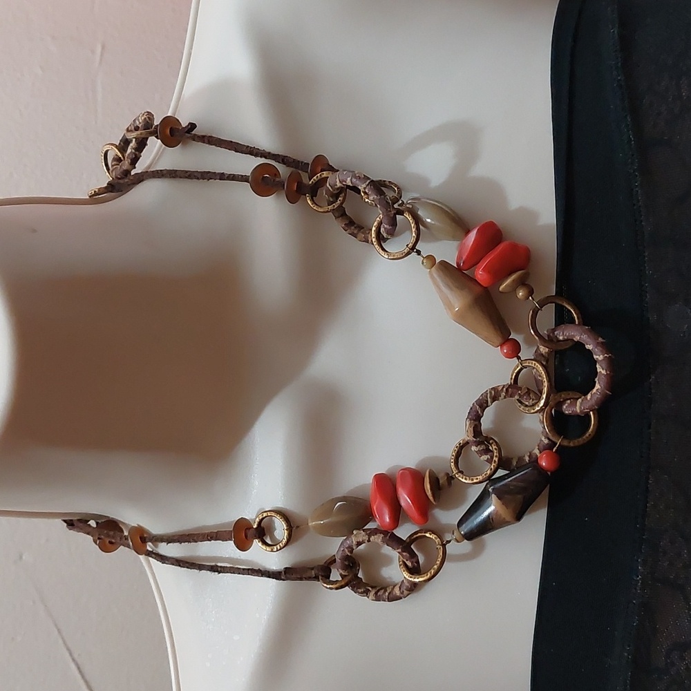 Vintage Y2K Coldwater Creek Mixed Media Boho Statement Necklace - Picture 4 of 6